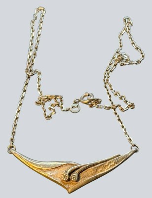 Auktion 376<br>Silbercollier-925-, 2 klare Steine, L-44 cm, 7,87 gr [1]