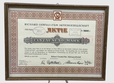 Auktion 376<br>gerahmte Aktie 
