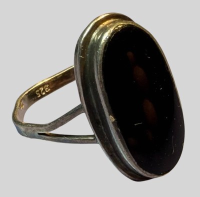 Auktion 376<br>Silberring-925- mit schwarzen Lagenstein, RG 53,5, 3,03 gr. [1]