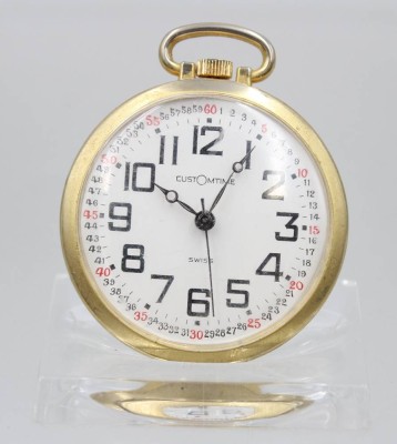 Auktion 376<br>CustOmtime Taschenuhr, neuzeitl., D-3,5cm, Werk läuft an [1]