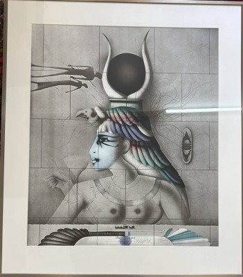 Auktion 376<br>Aida, Lithographie von Paul Wunderlich, 1978, signiert und wohl unter PP nummeriert?, ger/Glas, RG  90x77 cm [1]