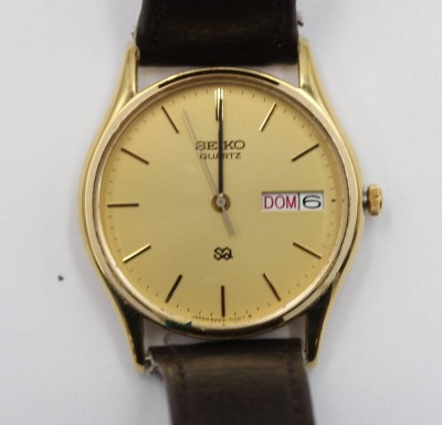 Auktion 376<br>Vintage-Armbanduhr, Seiko Quartz SQ, werk nicht gepr., D-3cm [1]