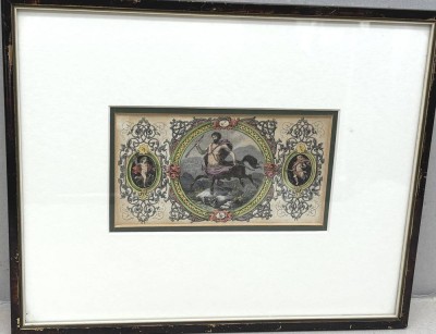Auktion 376<br>colorierter Stich, Sternzeichen Schütze, gut ger/Glas, RG 31x25 cm, verso Rechnung [1]