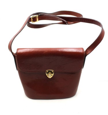 Auktion 376<br>braune Vintage-Ledertasche zum Umhängen, Paletti, Tragespuren, ca. 22 x 26cm [1]