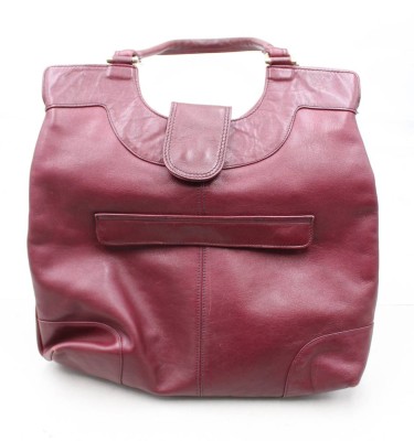 Auktion 376<br>rote Vintage-Ledertasche, Tragespuren, ca. 32 x 34cm [1]
