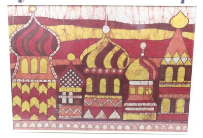 Auktion 376<br>Bärbel Özdemir, Batikarbeit, gerahmt/Glas, RG 51 x 71cm, Versand ohne Rahmen [1]