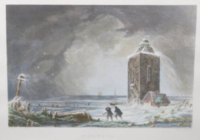 Auktion 376<br>Stich, Sturmflut auf Neuwerk, ger./Glas, RG 26 x 32cm [1]