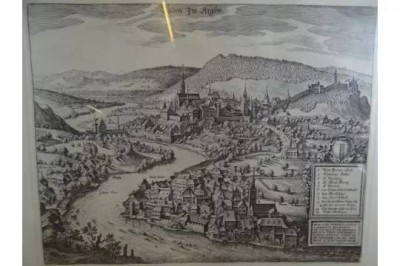 Auktion 376<br>Radierung nach einem Ansichtenstich um 1700 