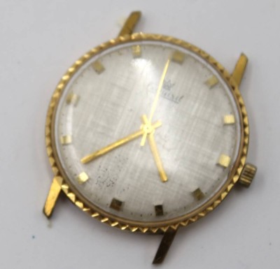 Auktion 376<br>Vintage-Armbanduhr; Exquisit, Handaufzug, Werk läuft, goldfarben, ohne Band, Tragespuren, ca. D-3,5cm [1]