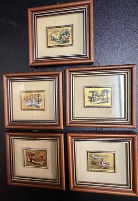 Auktion 376<br>5x kl. Lithografien auf -960- er Goldfolie, alle ger/Glas, MG 3,5x4 cm, RG 10x9 cm, verso Zertifikate [1]