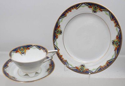 Auktion 376<br>schönes Art-Déco-Sammelgedeck, Schwarzenhammer, Tasse ca. H-6cm [1]