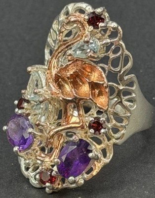 Auktion 376<br>Silberring mit Amethyste,Topase,Rhodolith, Sterlingsilber 0.925, 10,0g., RG 59 [1]