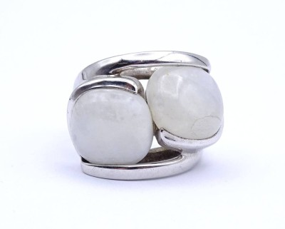 Auktion 376<br>Großer Silber Ring mit Mondsteinen, Sterlingsilber 925/000, 15,7g., RG 60 [1]