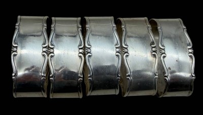 Auktion 376<br>5x ovale versilberte Serviettenringe, 90-er Auflage, L-6,5 cm,  B-2,1 cm [1]