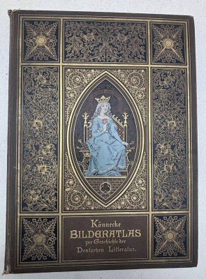 Auktion 376<br>Bilderatlas zur Geschichte der deutschen Literatur, um 1886, reich illustriert, gut erhalten, 42x31 cm [1]