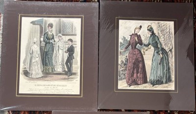 Auktion 376<br>12x Modestiche um 1860, alle in PP und mit Folie, handcoloriert aus ehem. Grafikhandel, ca. 40x34 cm [1]