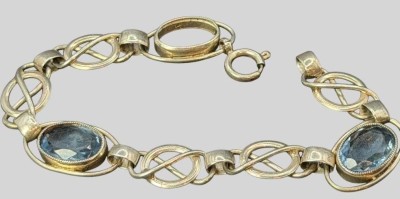 Auktion 376<br>Silber-925- Armband mit blauen Steinen, einer fehlt, L-17,5 cm, 9,53 gr. [1]