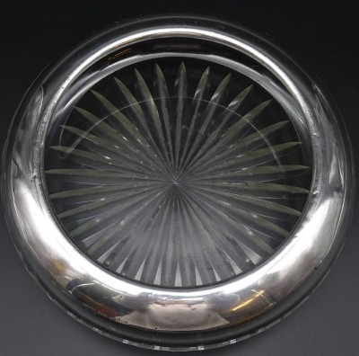 Auktion <br>runde Schale mit breiten Silberring-800-, H-5 cm, D-19 cm, Gebrauchsspuren [1]