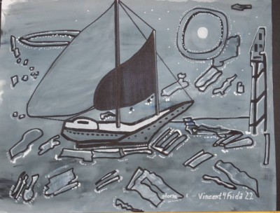Auktion <br>Vincent $ Frida 22, moderne Komposition, Öl/Leinwand, gerahmt, RG 52 x 68cm. [1]