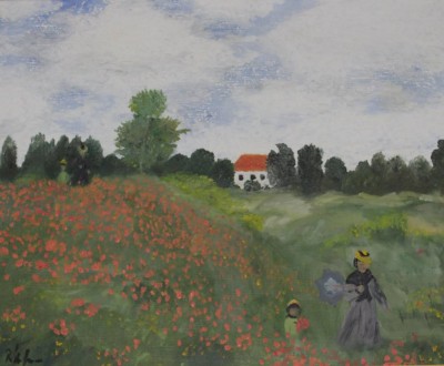 Auktion <br>unleserl. signiert, Frau mit Kind in Blumenwiese, Öl/Leinwand, gerahmt, RG 56 x 67cm. [1]