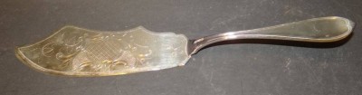 versilbertes Fischmesser mit Gravur, Wellner, L-28 cm, 91 gr.