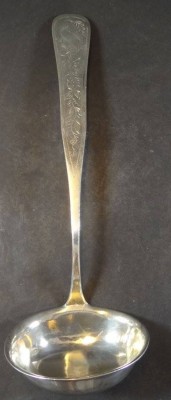 grosse Silber-Suppenkelle, geprüft, L-30 cm, 168 gr.
