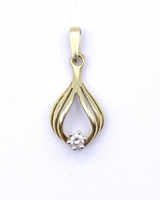 Auktion 359<br>Gold Anhänger mit Diamant, GG 0.585, L. 2,1cm, 1,0g. [1]