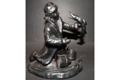 Auktion 365<br>russische Gusseisen-Figur, Jemeljan mit dem Hecht, wohl Kasli ?, H-17 cm, 15,5x10 cm [1]