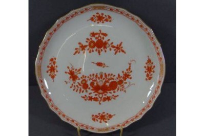 Auktion 364<br>runder Teller, Meissen, ind. Blumen,, H-4 cm, D-28 cm, 1.Wahl [1]