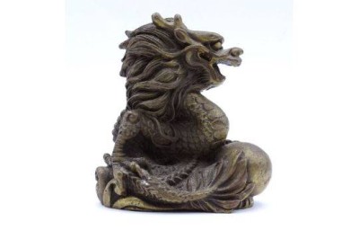 Auktion <br>Schwerer Bronze Drache mit Kugel, H- 8,0cm [1]