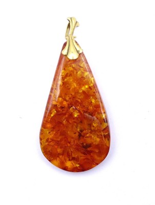 Auktion <br>Großer Bernstein Anhänger mit goldfarbener Öse, L. 7,3cm, Riss im Stein?, 11,6g. [1]