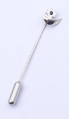 Auktion <br>Anstecknadel mit einem blauen Stein, Sterling Silber 0.925, L. 5,5cm, 1,7g. [1]