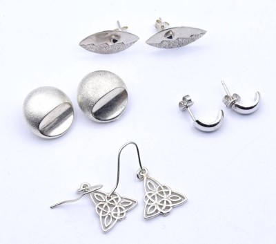 Auktion <br>4 Paar Ohrringe, Silber, gestempelt, zus. 12,2g. [1]