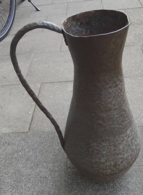 Auktion <br>Bodenvase mit Henkel, massiv Kupfer, 4,5 kg, H-51 cm, ungepflegter Kellerfund, Handarbeit [1]