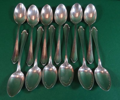 Auktion 345<br>12 Teelöffel, Silber-800-,  L-12 cm, 208 gr., [1]