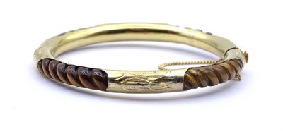 Auktion <br>Tigeraugen Armspange, goldfarbene Monturen [1]