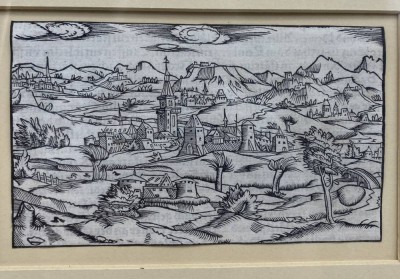 Auktion <br>Stich, Stadtansicht, wohl 17.Jhd., MG 8x14 cm, gerahmt/Glas, RG 32x24 cm [1]