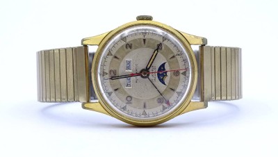 Auktion 338<br>Herren Armbanduhr, Markenlos, Automatikwerk, Werk läuft, D. 32mm, Alters- und Gebrauchsspuren [1]