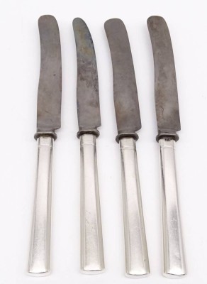 Auktion 338<br>4x Messer mit Silbergriffen, 800/000, Henckels Solingen, Zwillingswerk, L. 20,5cm [1]