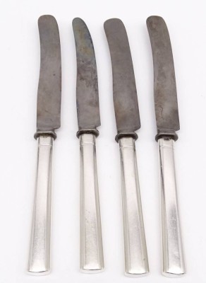 Auktion <br>4x Messer mit Silbergriffen, 800/000, Henckels Solingen, Zwillingswerk, L. 20,5cm [1]