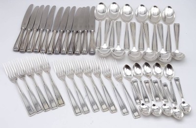 Auktion <br>Besteck für 12 Personen, versilbert, 46tlg., 2x Teelöffel fehlen [1]