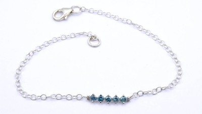 Auktion <br>925er Silber Armband mit 5 blauen Diamanten zus. 0,35ct., L. 21,3cm, 1,8g. [1]