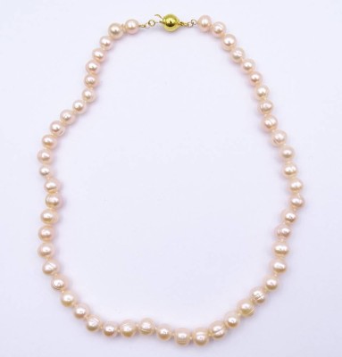 Auktion <br>Perlen Halskette mit goldfilled Verschluss, L. 42cm, D. 7,4mm, 29,6g. [1]
