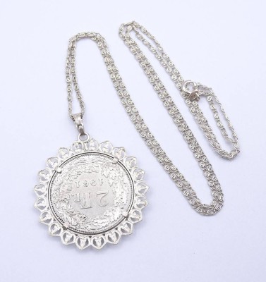 Auktion <br>Halskette mit Münzanhänger, Silber 800/000, Kette L. 60cm, zus. 17,4g. [1]
