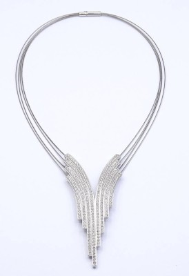 Auktion <br>Collier von Pierre Lang, silberfarben mit Strass, L. 38cm [1]