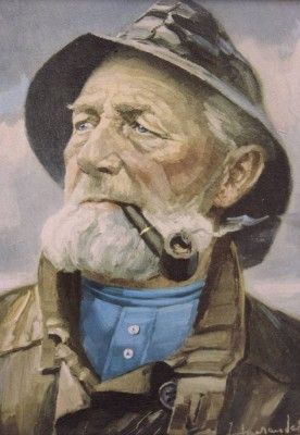 Auktion 340<br>Fischerportrait nach Herandel, Kunstdruck, gerahmt, RG 35 x 28,5cm. [1]