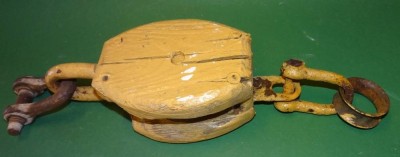 Auktion <br>alter Schiffs-Holzblock, Eisen, L-35 [1]