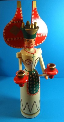 Auktion <br>hoher 2-flammiger Erzgebirge Leuchter, Weihnachtsengel, H-ca 54 cm [1]