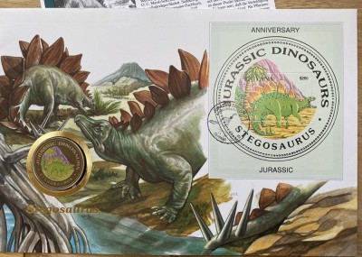 Auktion 339<br>Numisbrief Guinea 1000 Francos Farbmünze 1993 Stegosaurus [1]