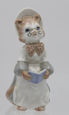 Auktion <br>Figur, Katze mit Buch, Casades Spain, H-16cm. [1]
